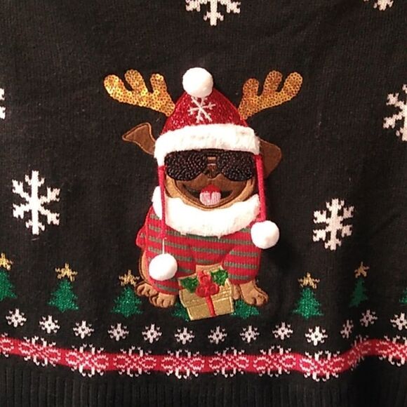 99 Jane Street Dog Dressed as Reindeer with Sweater and Black Shades - Picture 1 of 10